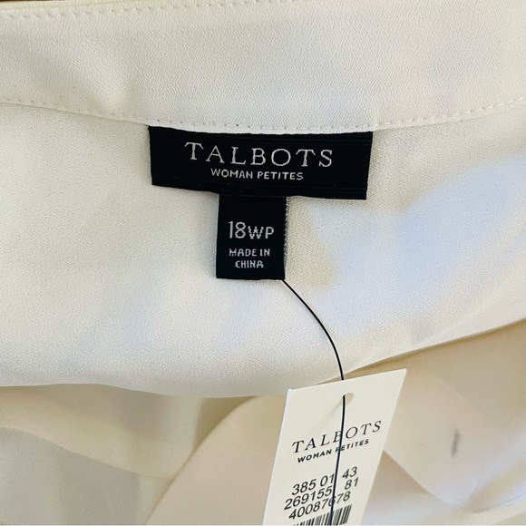 TALBOTS Short Sleeve Lightweight V Neck Front Pocket Blouse Top Cream Ivory 18P - Picture 7 of 10